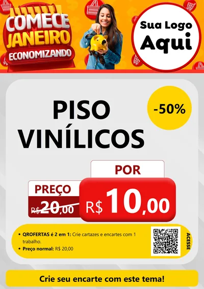 Modelo de Cartaz para Cartaz A4 Vertical com o tema Comece Janeiro Economizando para Material para Construção