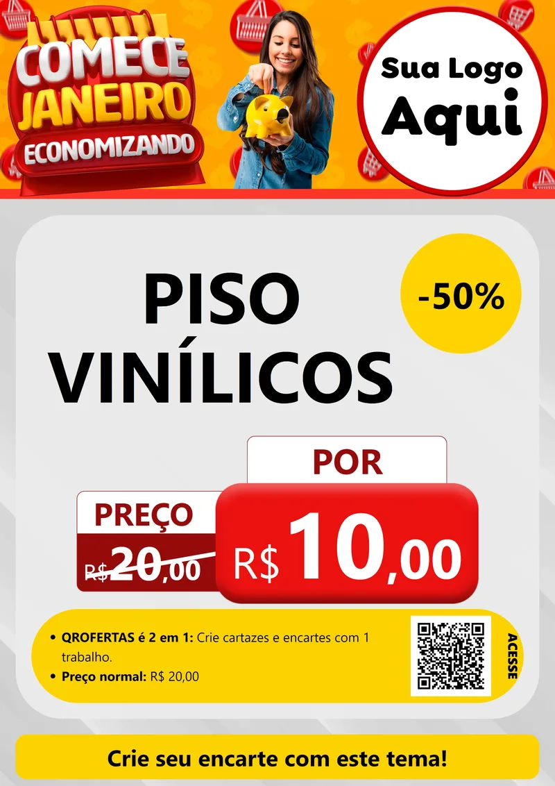 Modelo de Cartaz para Cartaz A4 Vertical com o tema Comece Janeiro Economizando para Material para Construção