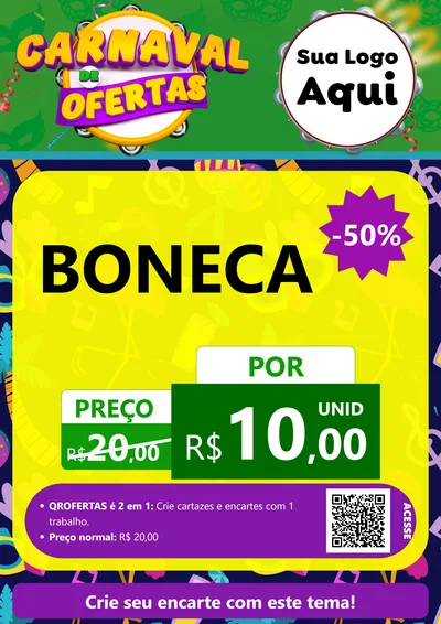 Modelo de Cartaz para Cartaz A4 Vertical com o tema Carnaval de Ofertas para Brinquedos