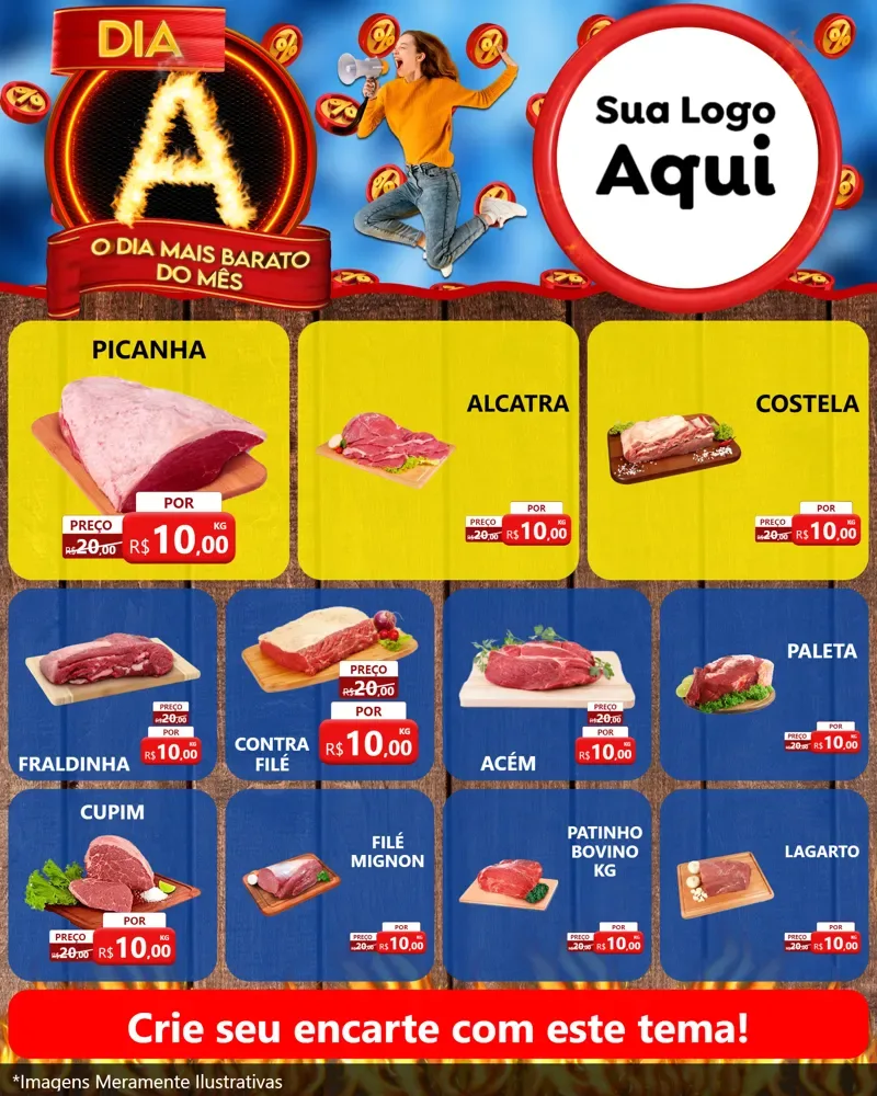Modelo de Rede Social para Feed Instagram com o tema Dia A - O Dia Mais Barato Do Mês para Açougue