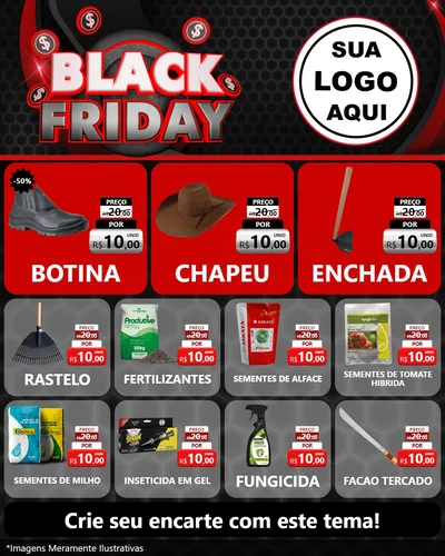 Modelo de Rede Social para Feed Instagram com o tema Black Friday para Agropecuária
