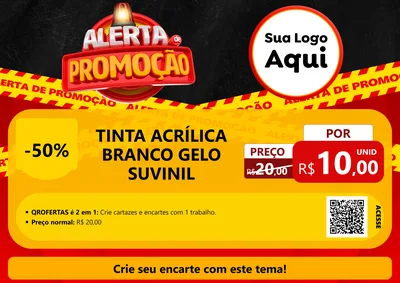 Modelo de Cartaz para Cartaz A4 Horizontal com o tema Alerta de Promoção para Tintas e Ferramentas