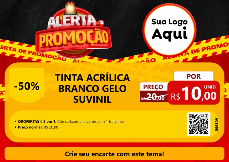 Modelo de Cartaz para Cartaz A4 Horizontal com o tema Alerta de Promoção para Tintas e Ferramentas