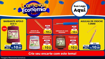 Modelo de TV para TV Horizontal com o tema Carnaval da Economia para Armarinho e Aviamentos