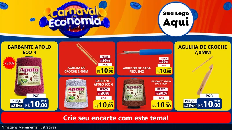 Modelo de TV para TV Horizontal com o tema Carnaval da Economia para Armarinho e Aviamentos