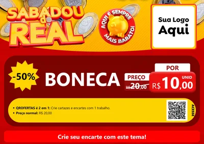 Modelo de Cartaz para Cartaz A4 Horizontal com o tema Sabadou do Real para Brinquedos