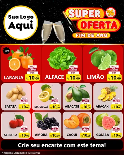 Modelo de Rede Social para Feed Instagram com o tema Super Oferta Fim de Ano para Hortifrúti