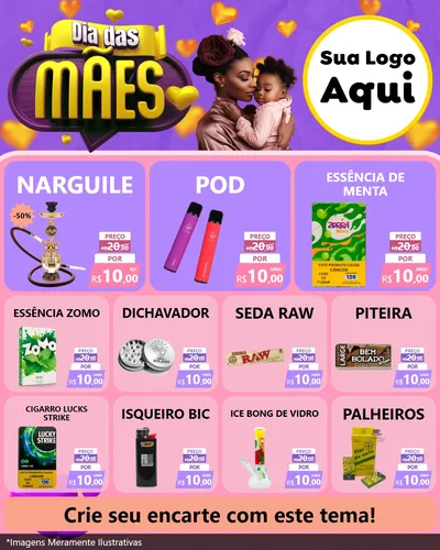 Modelo de Rede Social para Feed Instagram com o tema Dia das Mães para Tabacaria