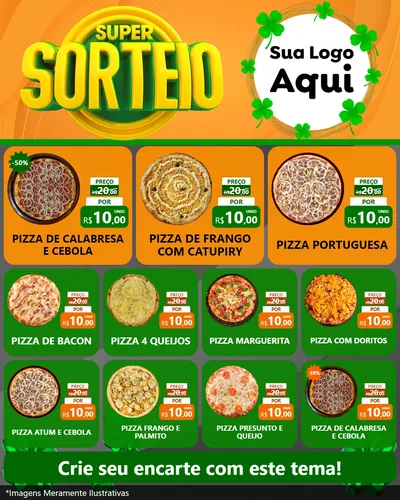 Modelo de Rede Social para Feed Instagram com o tema Super Sorteio para Pizzaria