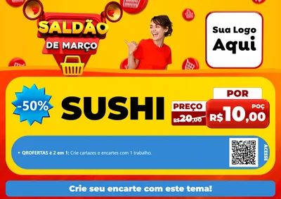 Modelo de Cartaz para Cartaz A4 Horizontal com o tema Saldão de Março para Comida japonesa