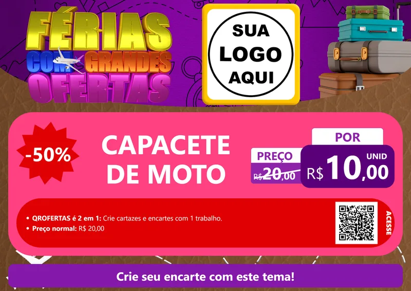 Modelo de Cartaz para Cartaz A4 Horizontal com o tema Férias com Grandes Ofertas para Moto peças