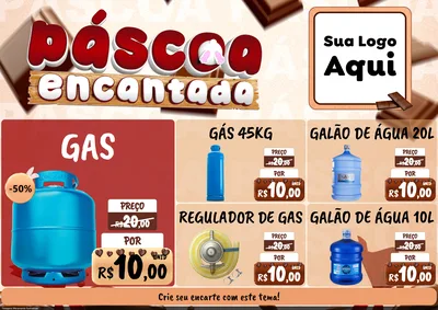 Modelo de Encarte para Encarte A4 Horizontal com o tema Páscoa Encantada para Água e gás