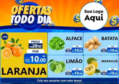 Modelo de Encarte para Encarte A4 Horizontal com o tema Ofertas Todo Dia para Hortifrúti