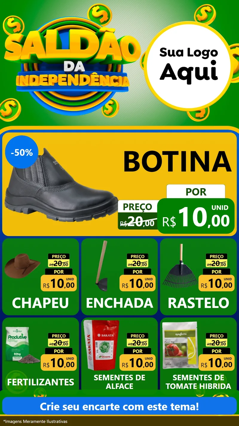 Modelo de Rede Social para Stories com o tema Saldão da Indepêndencia para Agropecuária