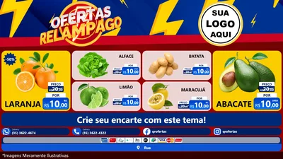 Modelo de TV para TV Horizontal com o tema Ofertas Relâmpago para Hortifrúti