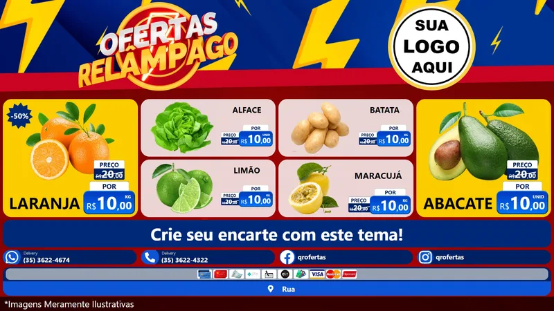 Modelo de TV para TV Horizontal com o tema Ofertas Relâmpago para Hortifrúti