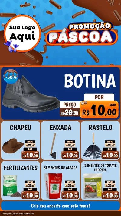 Modelo de Rede Social para Stories com o tema Promoção Páscoa para Agropecuária