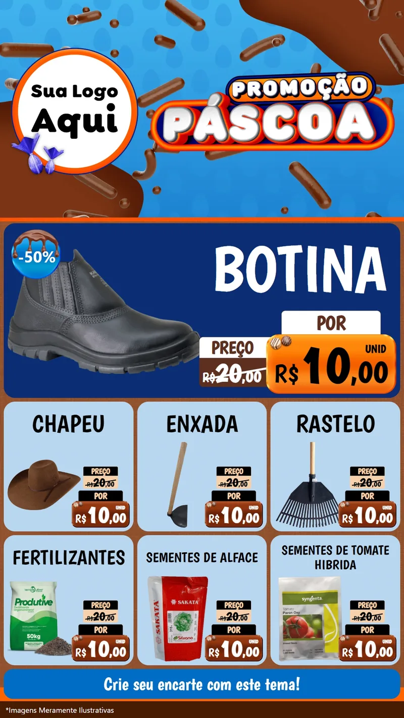 Modelo de Rede Social para Stories com o tema Promoção Páscoa para Agropecuária