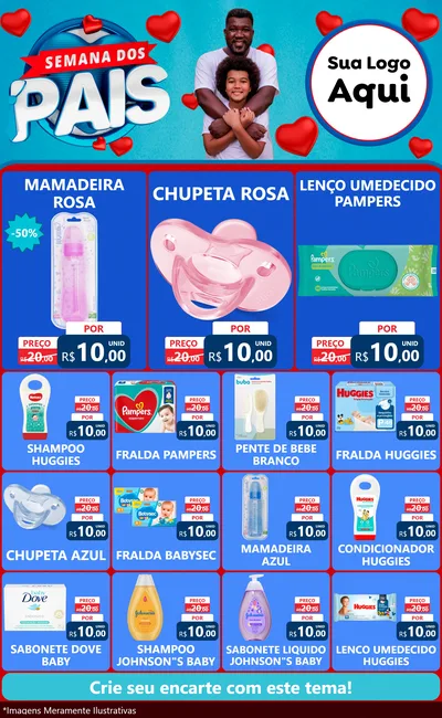 Modelo de Encarte para Encarte Grande com o tema Semana Dos Pais para Bebês