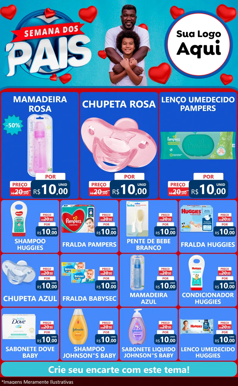 Modelo de Encarte para Encarte Grande com o tema Semana Dos Pais para Bebês