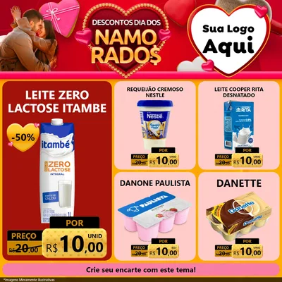Modelo de Rede Social para Feed Facebook com o tema Descontos Dia dos Namorados para Frios e Laticínios