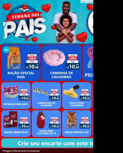 Modelo de Rede Social para Feed Instagram com o tema Semana Dos Pais para Pet Shop
