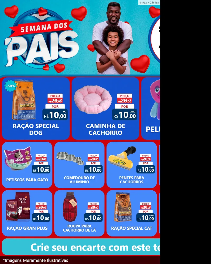 Modelo de Rede Social para Feed Instagram com o tema Semana Dos Pais para Pet Shop