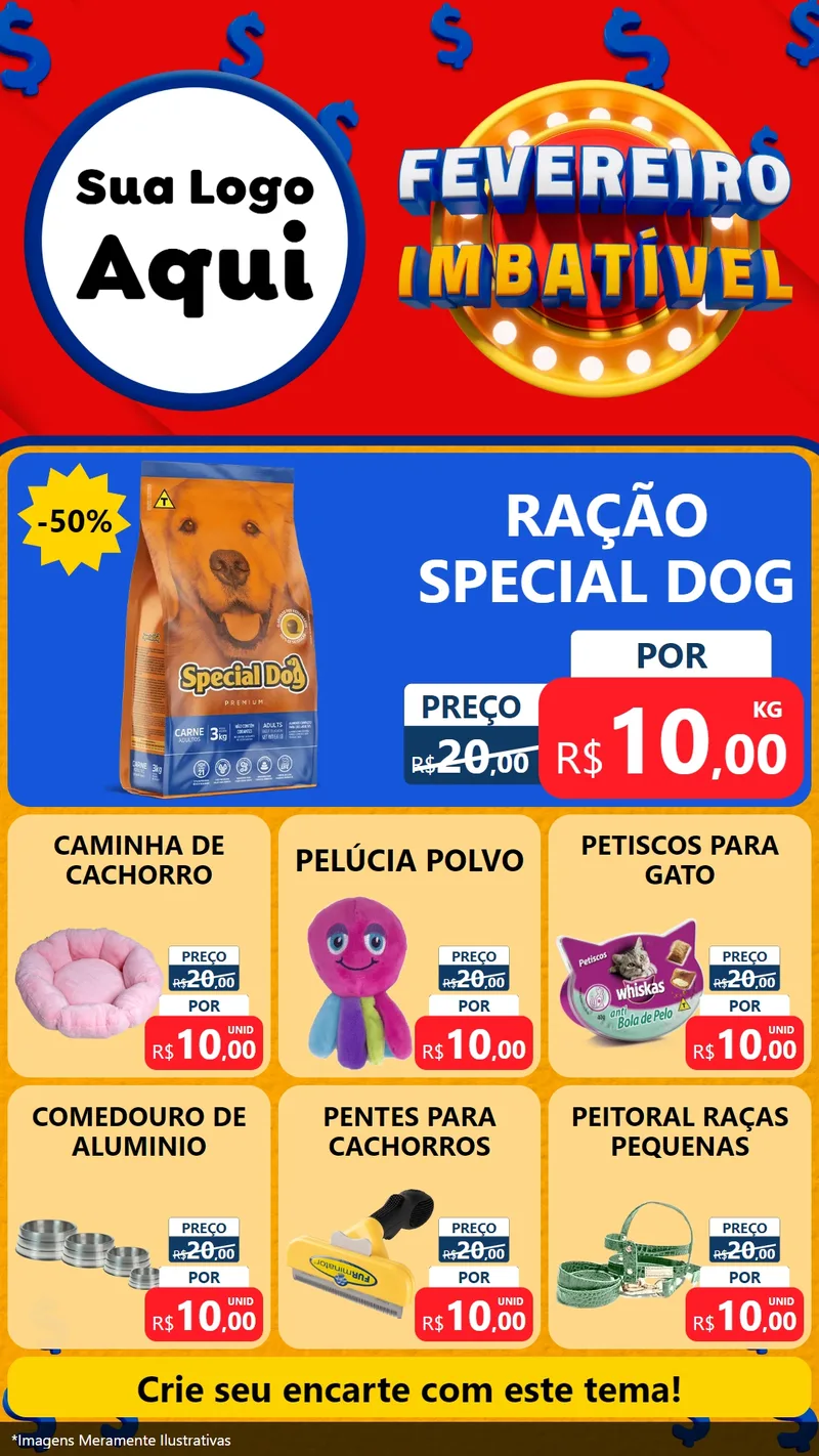 Modelo de Rede Social para Stories com o tema Fevereiro Imbatível para Pet Shop
