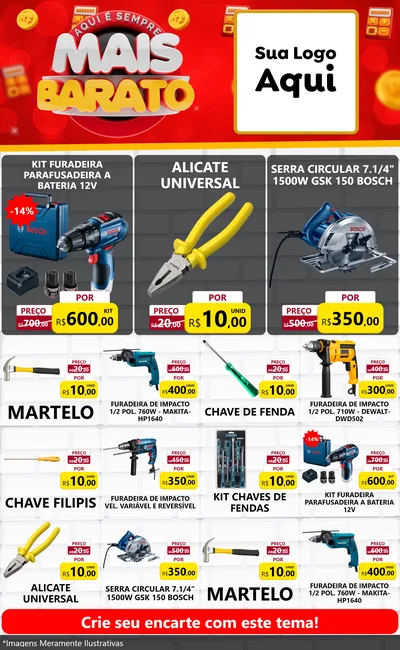 Modelo de Encarte para Encarte Grande com o tema Mais Barato para Maquinas e Ferramentas