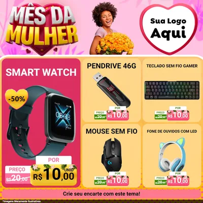 Modelo de Rede Social para Feed Facebook com o tema Mês da Mulher para Informática