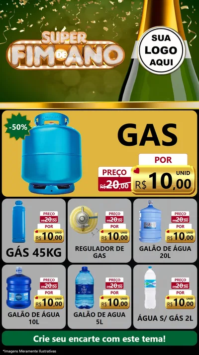 Modelo de Rede Social para Stories com o tema Super Fim de Ano para Água e gás