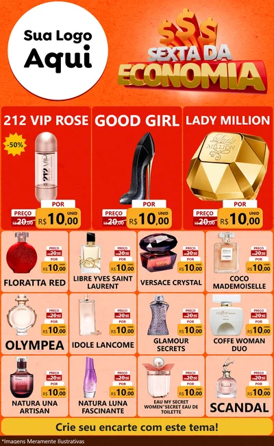 Modelo de Encarte para Encarte Grande com o tema Sexta da Economia para Perfumes