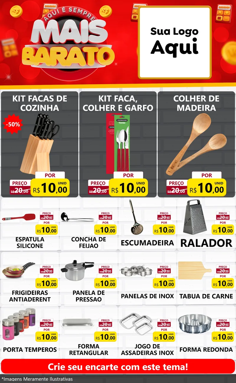 Modelo de Encarte para Encarte Grande com o tema Mais Barato para Utilidades Domésticas