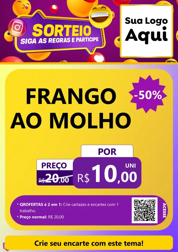 Modelo de Cartaz para Cartaz A4 Vertical com o tema Sorteio para Restaurante