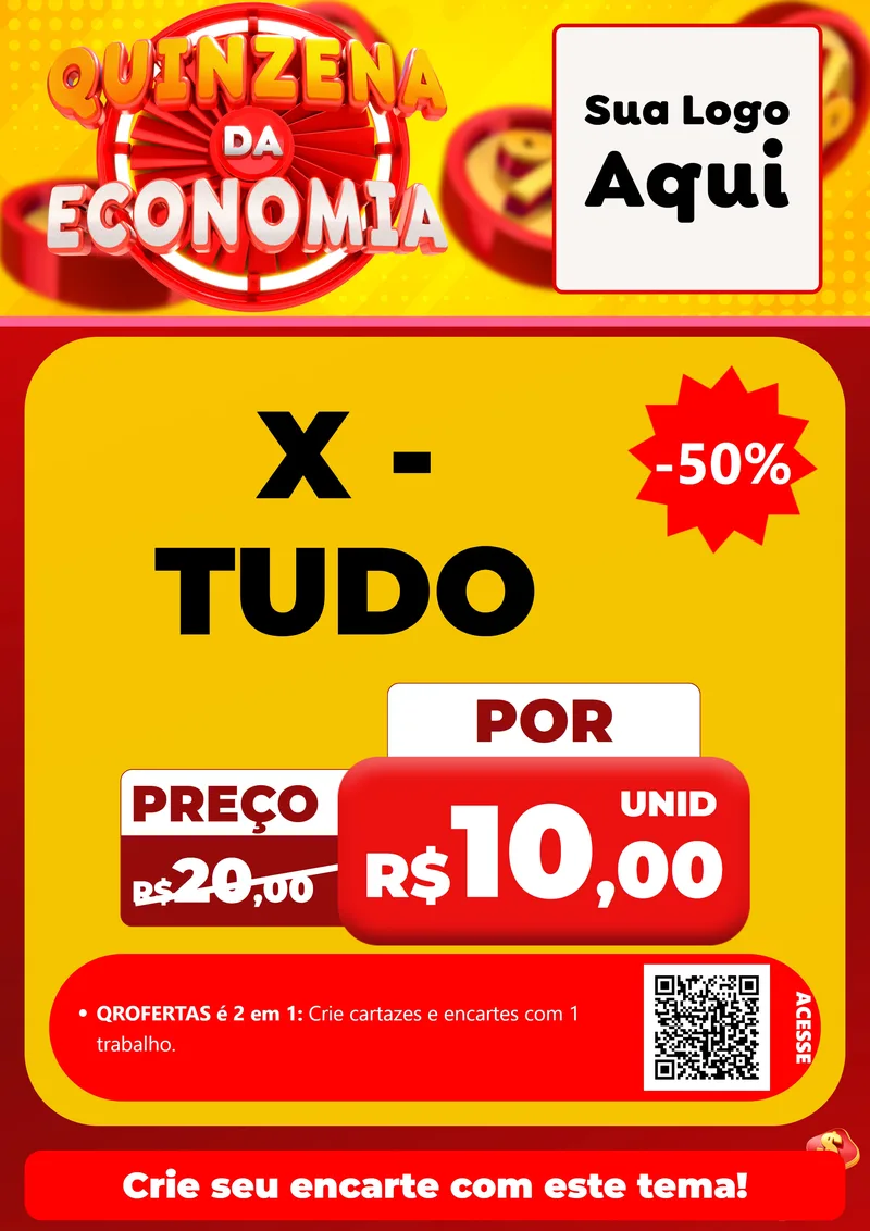 Modelo de Cartaz para Cartaz A4 Vertical com o tema Quinzena Da Economia para Hamburgueria