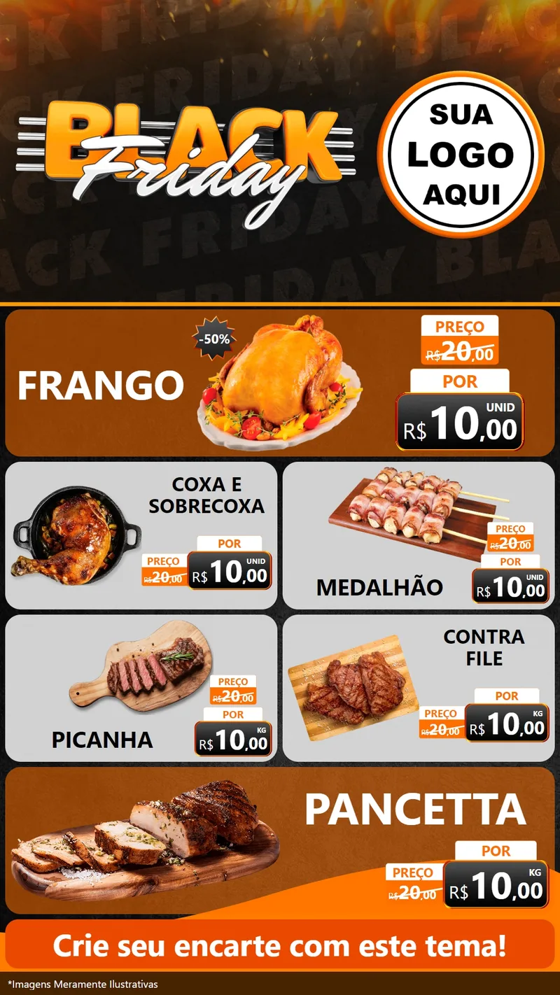 Modelo de TV para TV Vertical com o tema Black Friday para Assados