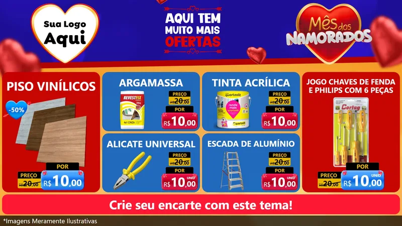 Modelo de TV para TV Horizontal com o tema Mês dos Namorados para Material para Construção