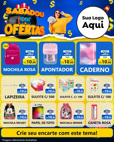 Modelo de Rede Social para Feed Instagram com o tema Sabadou de Ofertas para Papelaria