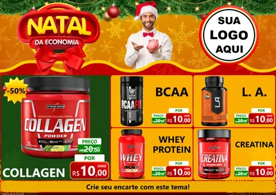 Modelo de Encarte para Encarte A4 Horizontal com o tema Natal da Economia para Suplementos alimentares