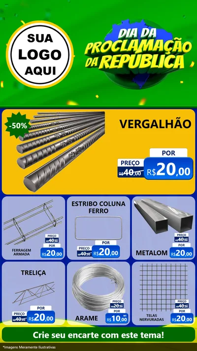 Modelo de Rede Social para Stories com o tema Dia Da Proclamação Da República para Ferragens