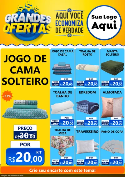 Modelo de Encarte para Encarte A4 Vertical com o tema Grandes Ofertas para Cama, Mesa e Banho