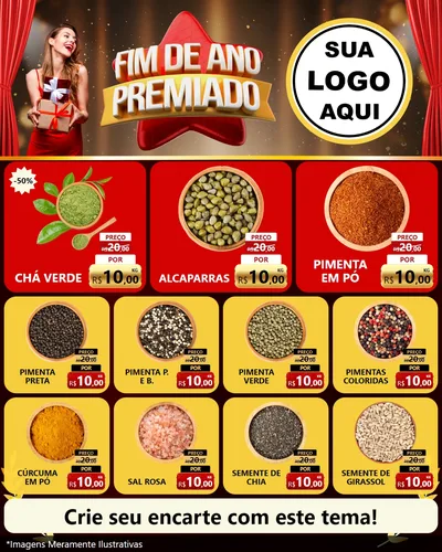 Modelo de Rede Social para Feed Instagram com o tema Fim de Ano Premiado para Produtos Naturais