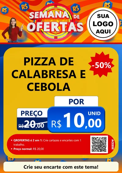Modelo de Cartaz para Cartaz A4 Vertical com o tema Semana de Ofertas para Pizzaria