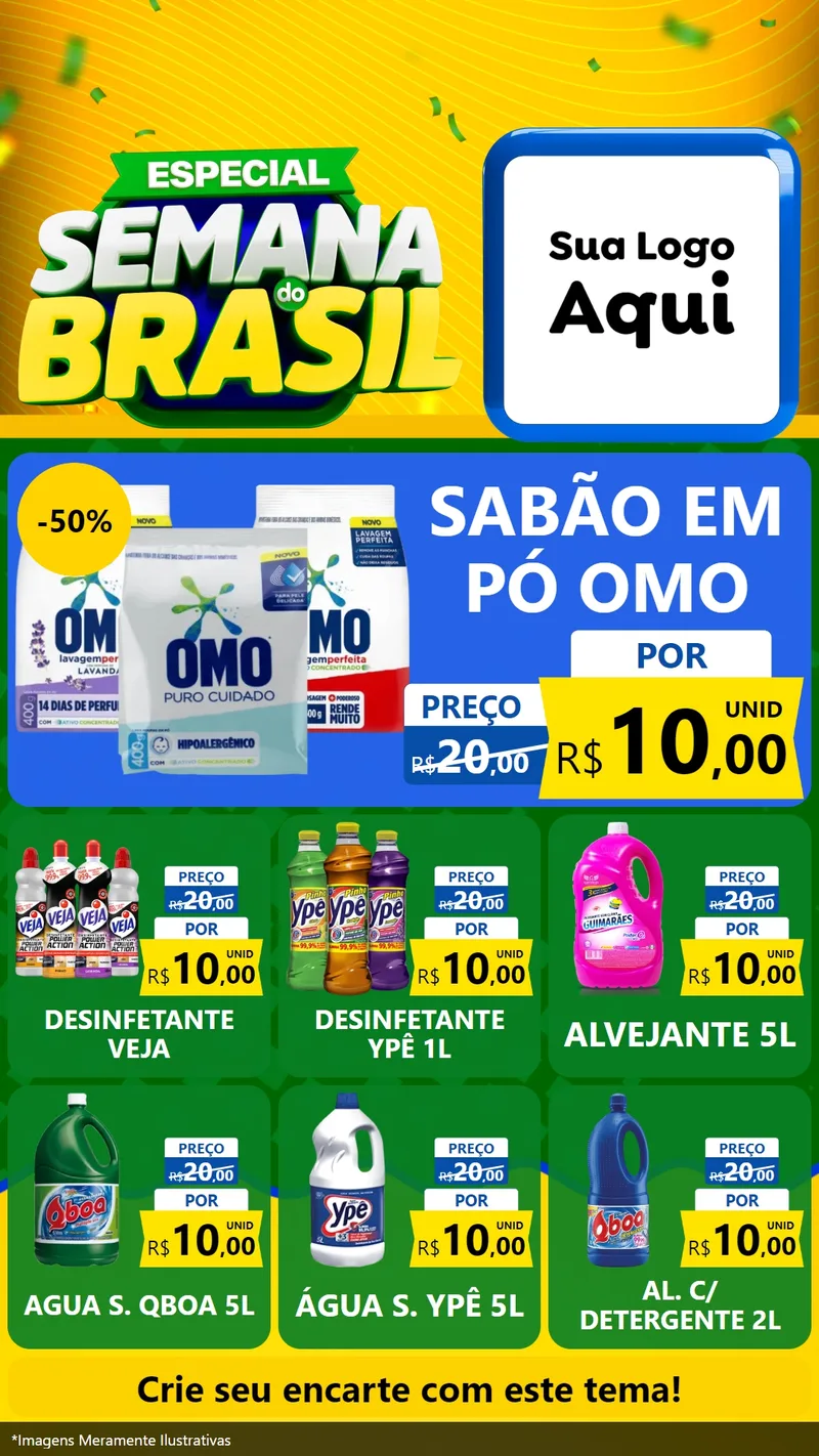 Modelo de Rede Social para Stories com o tema Especial Semana do Brasil para Produtos de Limpeza