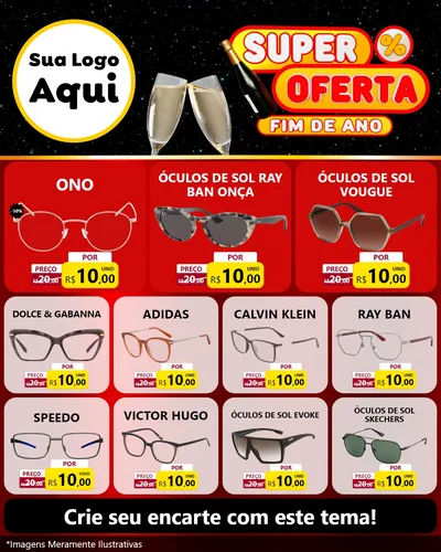 Modelo de Rede Social para Feed Instagram com o tema Super Oferta Fim de Ano para Óticas