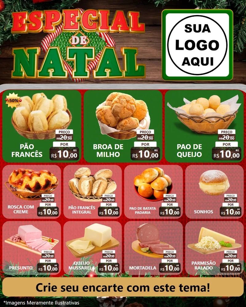 Modelo de Rede Social para Feed Instagram com o tema Especial de Natal para Padaria