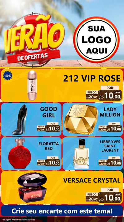 Modelo de TV para TV Vertical com o tema Verão de Ofertas para Perfumes