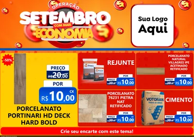 Modelo de Encarte para Encarte A4 Horizontal com o tema Operação Setembro Com Muita Economia para Pisos e revestimentos