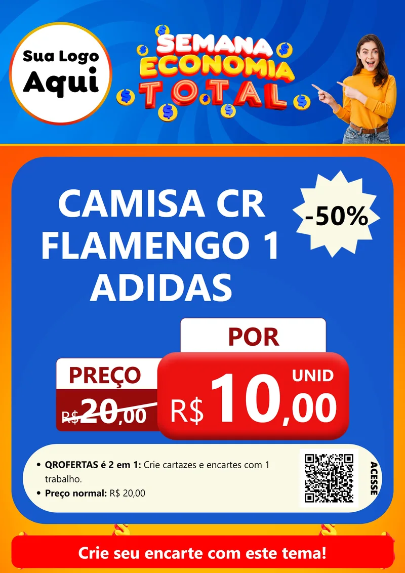 Modelo de Cartaz para Cartaz A4 Vertical com o tema Semana Economia Total para Roupas e acessórios