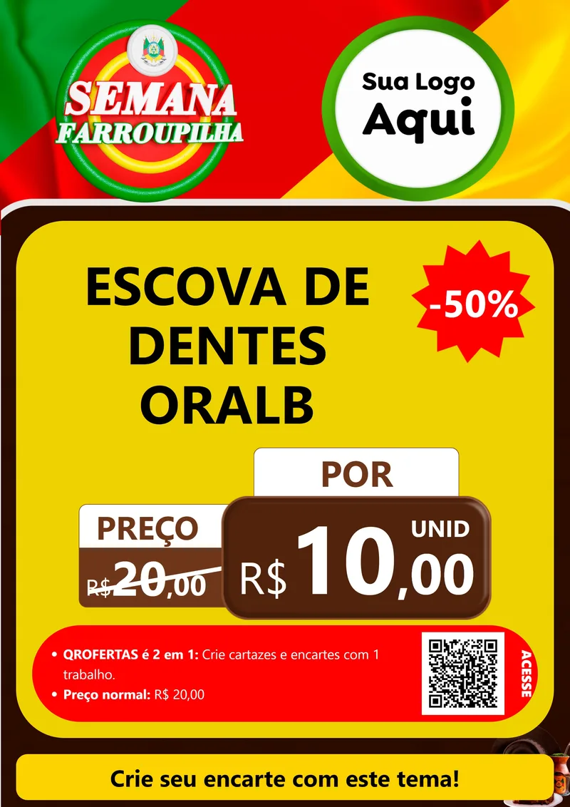 Modelo de Cartaz para Cartaz A4 Vertical com o tema Semana Farroupilha para Higiene Pessoal